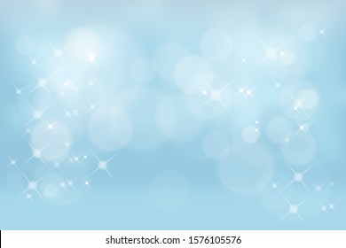 Vector illustration abstract blue sky background, blurry bokeh light with shining effect