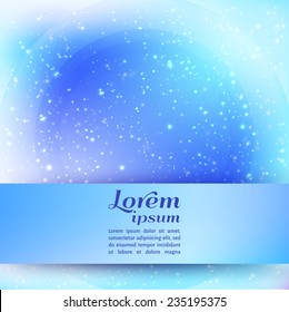 Vector illustration. abstract blue space background with with stars and place for text