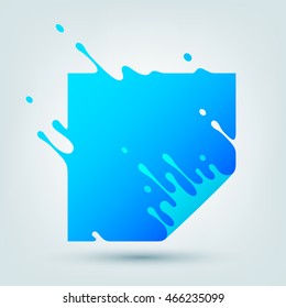 Vector illustration with abstract blue square. Abstract splash, liquid shape. Background for poster, cover, banner, placard. Logo design