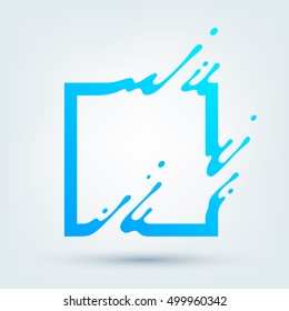 Vector illustration of abstract blue square. Abstract splash, liquid shape. Background for poster, cover, banner, placard. Logo design