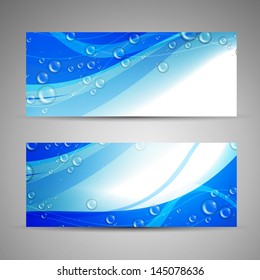 Vector Illustration of Abstract Blue Water Banners