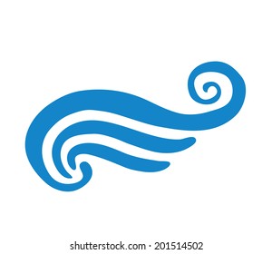 Ilustración vectorial de la onda azul abstracta sobre blanco