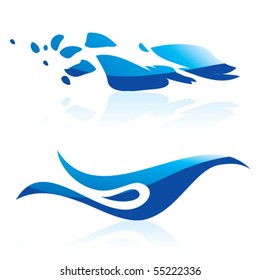 Vector illustration of abstract blue waves on white background #12