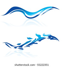 Vector illustration of abstract blue waves on white background #10
