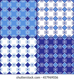 Vector illustration. Abstract blue and white pattern. Design tile or background.