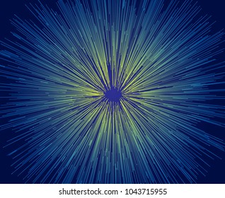Vector illustration of an abstract blue and yellow lines on a black background.