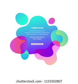 Vector illustration Abstract blur free form shapes in gradient iridescent colors effect soft transition. Template of fluid organic shapes with plastic lines, forms Liquid effect background. Text place