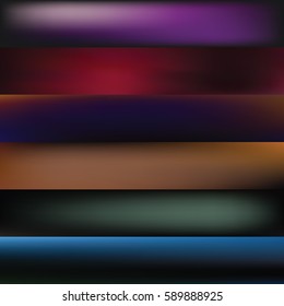 vector illustration of abstract blurry horizontal wallpapers collection for website banners with gradients and dark color combinations 