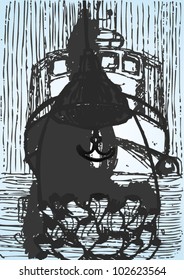 A vector illustration of an abstract boat drawing.