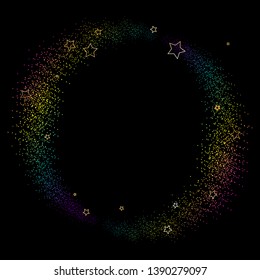 Vector illustration of Abstract bright ball and stars on a black background.