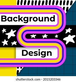 Vector illustration with abstract bright geometric background elements, pipes, stars. Concept design of backdrops, frames for names, social networks. There is an empty space for the text.
