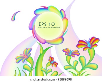 vector illustration of abstract bright glossy flower  background