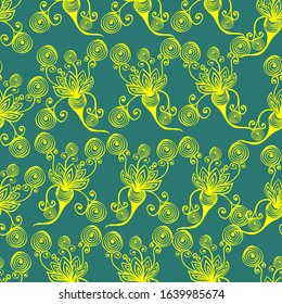 Vector illustration. Abstract bright multi-colored seamless floral pattern. Design for wrapping paper, wallpaper, covers, textile print.