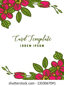 Vector illustration abstract bright pink flower frame for card template