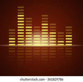 Vector illustration of abstract brown music waves.