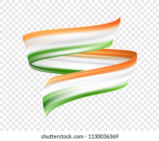 Vector illustration: Abstract brush stroke or ribbon with colors of Indian Flag. Happy Independence Day of India