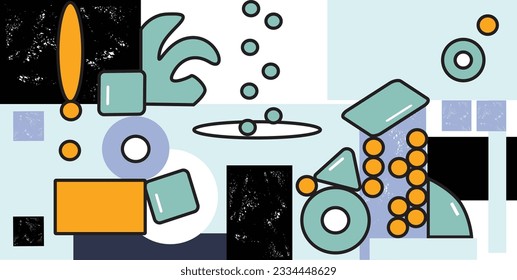 Ilustración vectorial del brutalismo abstracto. Figuras coloreadas, textura. SSTKbold 