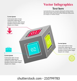 vector illustration of abstract business infograghics in form of 3d cube