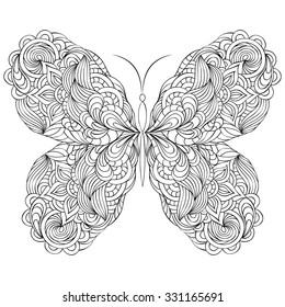Ilustración vectorial de la mariposa abstracta sobre fondo blanco