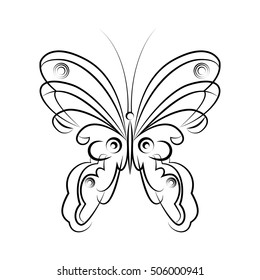 Vector illustration of abstract butterfly on white background.