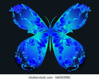 Vector illustration of abstract butterfly with paint spots pattern for your design