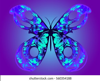 Vector illustration of abstract butterfly with paint spots pattern for your design