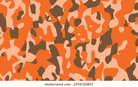 Vector illustration of abstract camouflage design with a mix of orange, brown and khaki green. Camouflage texture natural soft colors background, wallpaper. For hunting and military purposes.