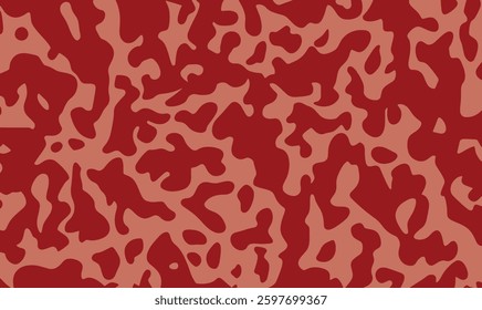 Vector illustration of abstract camouflage fabric design with a mix of red and salmon color. Camouflage texture natural soft colors background, wallpaper. For hunting and military purposes.