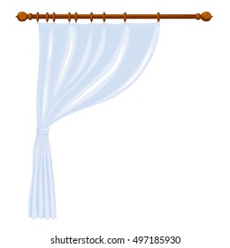 Vector illustration of abstract Cartoon light curtains on a white background. Isolated household furnishings. Light drape, Cartoon style.