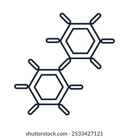 Ilustração vetorial de cadeia química abstrata em estilo linear. Elemento de símbolo de ciência, descoberta e investigação