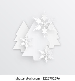 Vector illustration abstract Christmas Background with snowflakes. Winter paper art design. Christmas and new year card template