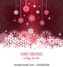 Vector illustration abstract Christmas Background. Snowflakes, night sky.