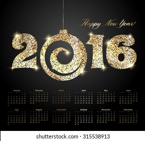 Vector  illustration Abstract Christmas background Happy New Year. Calendar 2016.