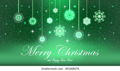Vector illustration abstract Christmas Background. Snowflakes, night sky.