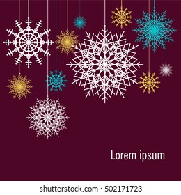 Vector illustration abstract Christmas Background. New Year card with snowflakes. Vintage
