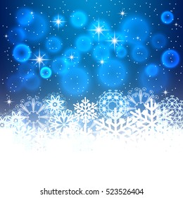 Vector illustration abstract Christmas Background. Snowflakes, night sky
