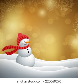 Vector Illustration of an Abstract Christmas Design with Snowman