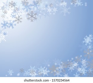 Vector illustration of abstract Christmas greeting card with snowflakes on blue background. Design for merry Christmas and happy new year.
