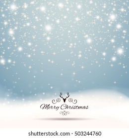 Vector Illustration of an Abstract Christmas Greeting Card with Sparkling Stars