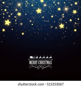 Vector Illustration of an Abstract Christmas Greeting Card with Sparkling Stars