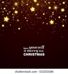 Vector Illustration of an Abstract Christmas Greeting Card with Sparkling Stars