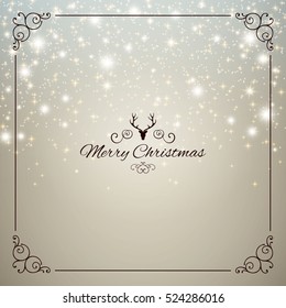 Vector Illustration of an Abstract Christmas Greeting Card with Sparkling Stars
