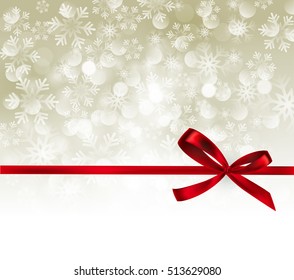 Vector illustration Abstract christmas light background with red ribbon