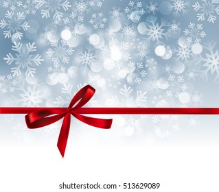 Vector illustration Abstract christmas light background with red ribbon