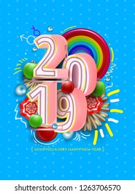 Abstrakte Vektorgrafik, Weihnachts- und Neujahrshintergrund, Numbers Typografie