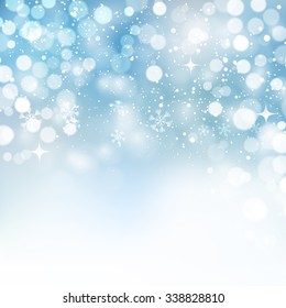 Vector illustration. Abstract Christmas snowflakes background. Blue color