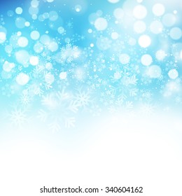 Vector illustration. Abstract Christmas snowflakes background. Blue color