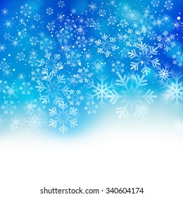 Vector illustration. Abstract Christmas snowflakes background. Blue color