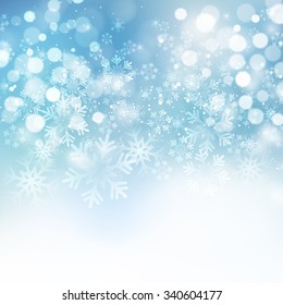 Vector illustration. Abstract Christmas snowflakes background. Blue color