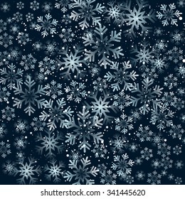 Vector illustration. Abstract Christmas snowflakes background. Black color